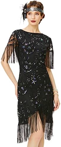 BABEYOND 1920s Flapper Dress Great Gatsby Fringed Sequins Dress for Prom Party
