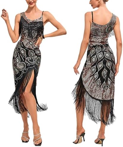 Women's Sequin Dress Party Sexy Dress Fashion Solid Color Fringe Dress, XS-3XL