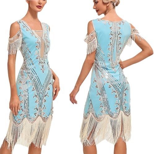 Women's Sequin Dress Party Sexy Dress Fashion Solid Color Fringe Dress, S-3XL